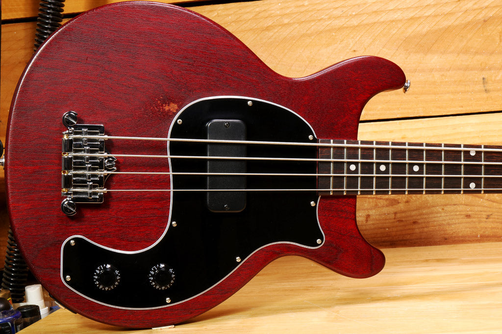 GIBSON 2021 Les Paul Junior Tribute DC Bass Worn Cherry Short Scale + Bag USA 10077