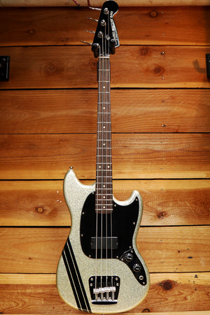 Fender Mikey Way Short Scale Mustang Bass Mint! Silver Flake + GT Stripe 11882