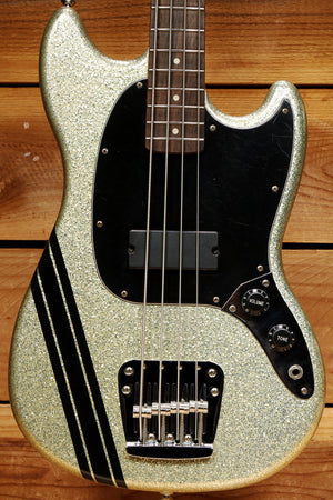 Fender Mikey Way Short Scale Mustang Bass Mint! Silver Flake + GT Stripe 11882