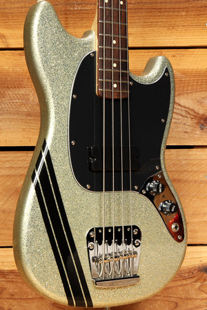 Fender Mikey Way Short Scale Mustang Bass Mint! Silver Flake + GT Stripe 11882