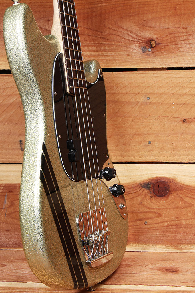 Fender Mikey Way Short Scale Mustang Bass Mint! Silver Flake + GT Stripe 11882