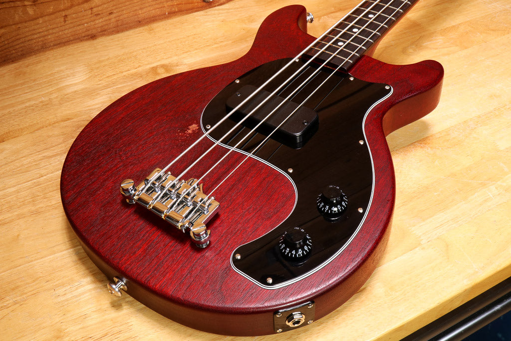 GIBSON 2021 Les Paul Junior Tribute DC Bass Worn Cherry Short Scale + Bag USA 10077