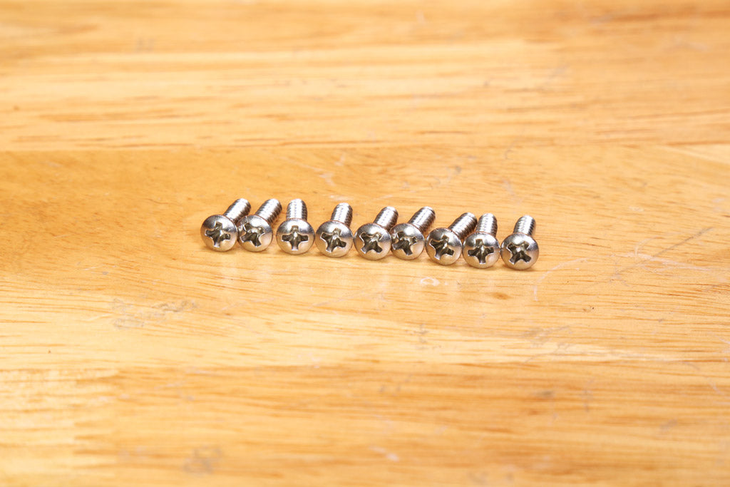 Stainless Steel Guitar Pickguard Screws - #4 x 1/2" Phillips Chrome Finish for Fender 50-1000 qty