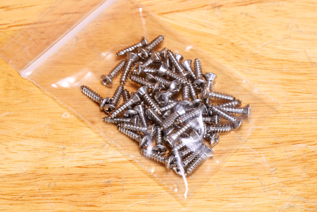 Stainless Steel Guitar Pickguard Screws - #4 x 1/2" Phillips Chrome Finish for Fender 50-1000 qty