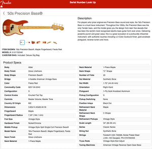 Fender Classic Series 50s Precision P-Bass Fiesta Red + Bag 07506