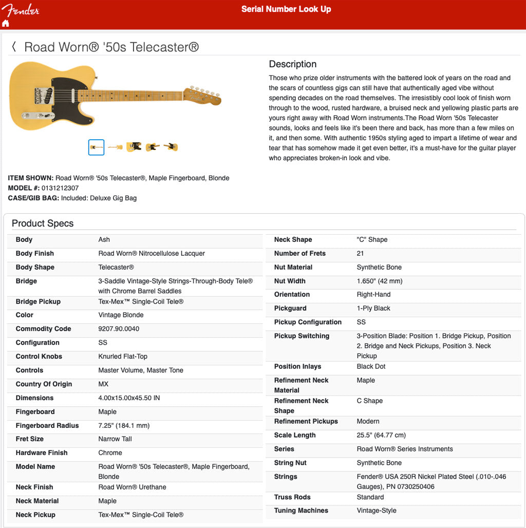 2019 Fender Road Worn Telecaster – Blonde – Classic '50s Style, Duncan Pickup Upgrade