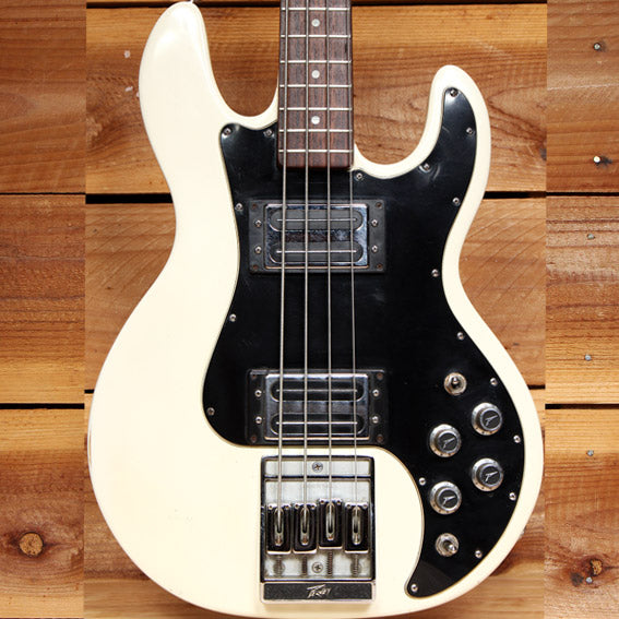 PEAVEY T-40 Vintage 1983 USA Bass White w/ Rosewood Board + OHSC & Manual 21849