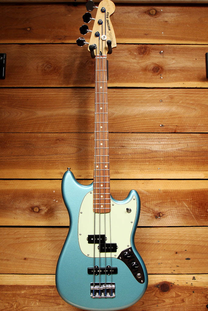 Fender Mustang Bass PJ Offset Series RARE Lake Placid Blue Short Scale+Bag 33531