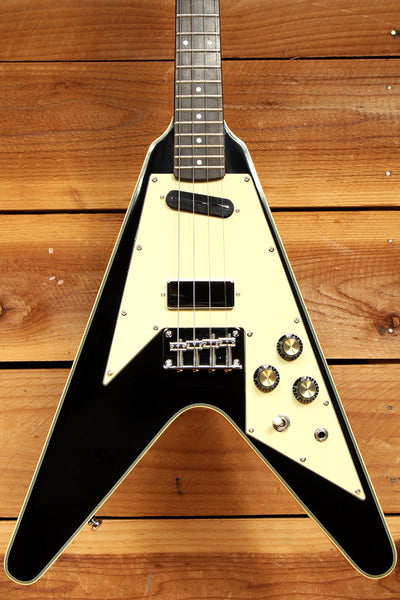 Eastwood Flying TV Electric Tenor 4-String Mini-V Guitar Black +