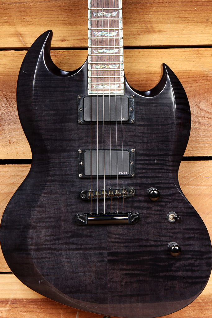 ESP VIPER 1000 Deluxe LTD Black Flame Top 2002 EMG PU MIK