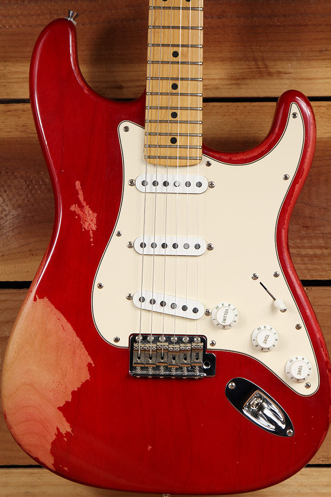 FENDER USA American STRATOCASTER RED RELIC Killer Faded Satin Worn Strat 1495