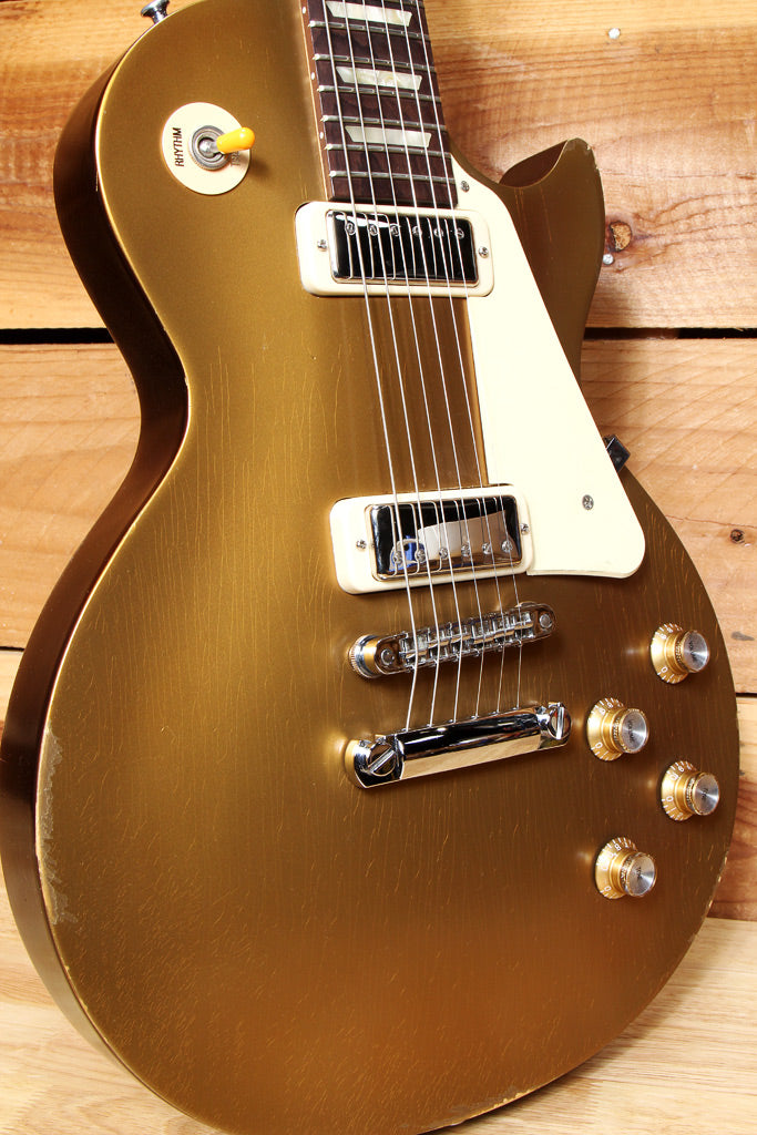 GIBSON LES PAUL 70s Tribute GoldTop Real RELIC Upgraded Mini Humbucker PUs 21479